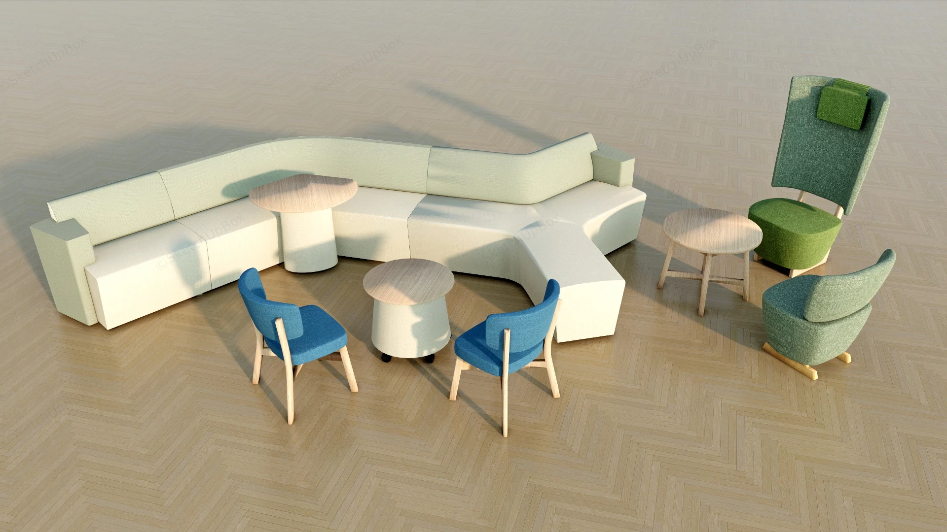 Modern Office Lounge Furniture sketchup model preview - SketchupBox