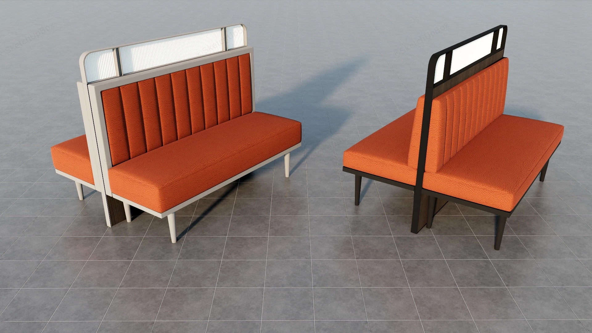 Brown Leather Restaurant Booths sketchup model preview - SketchupBox