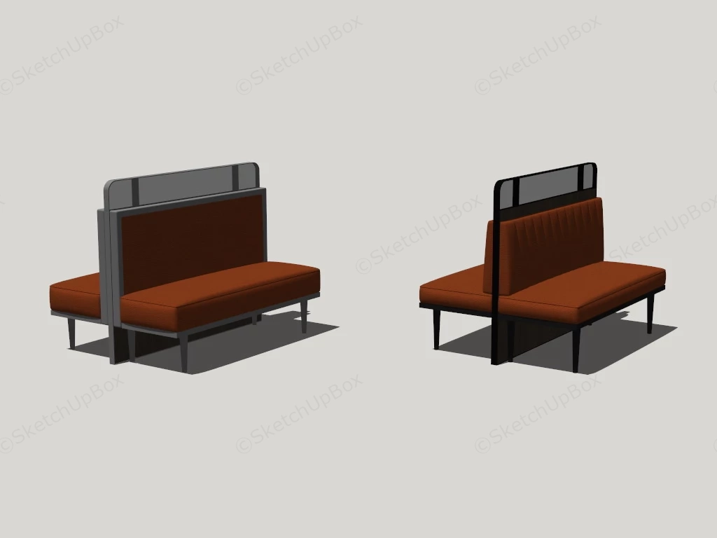 Brown Leather Restaurant Booths sketchup model preview - SketchupBox