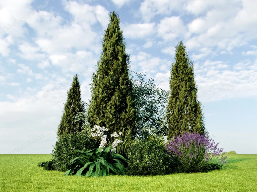 Tree Borders Landscape sketchup model preview - SketchupBox