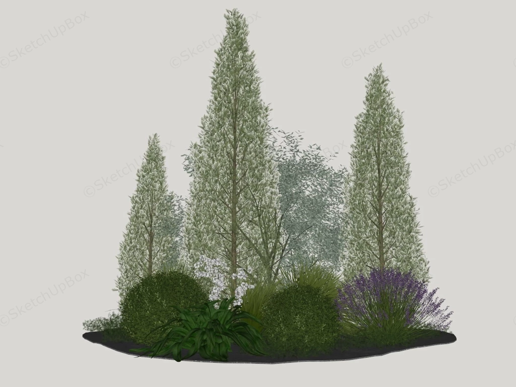Tree Borders Landscape sketchup model preview - SketchupBox