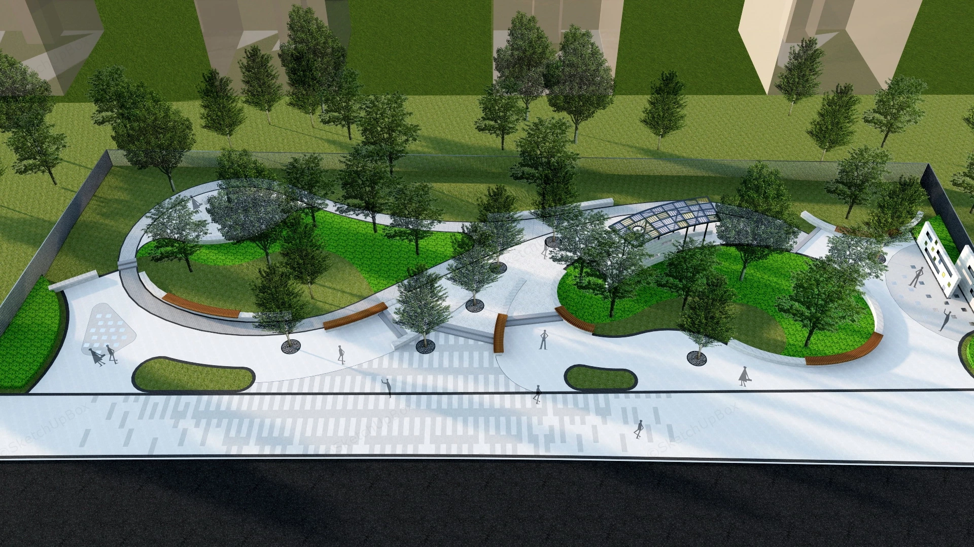 Small Pocket Park sketchup model preview - SketchupBox