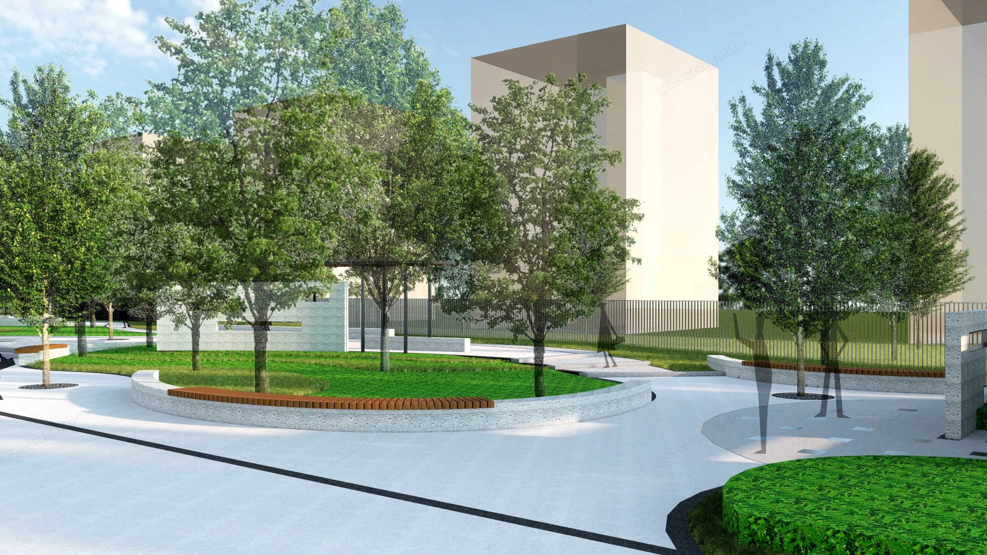 Small Pocket Park sketchup model preview - SketchupBox