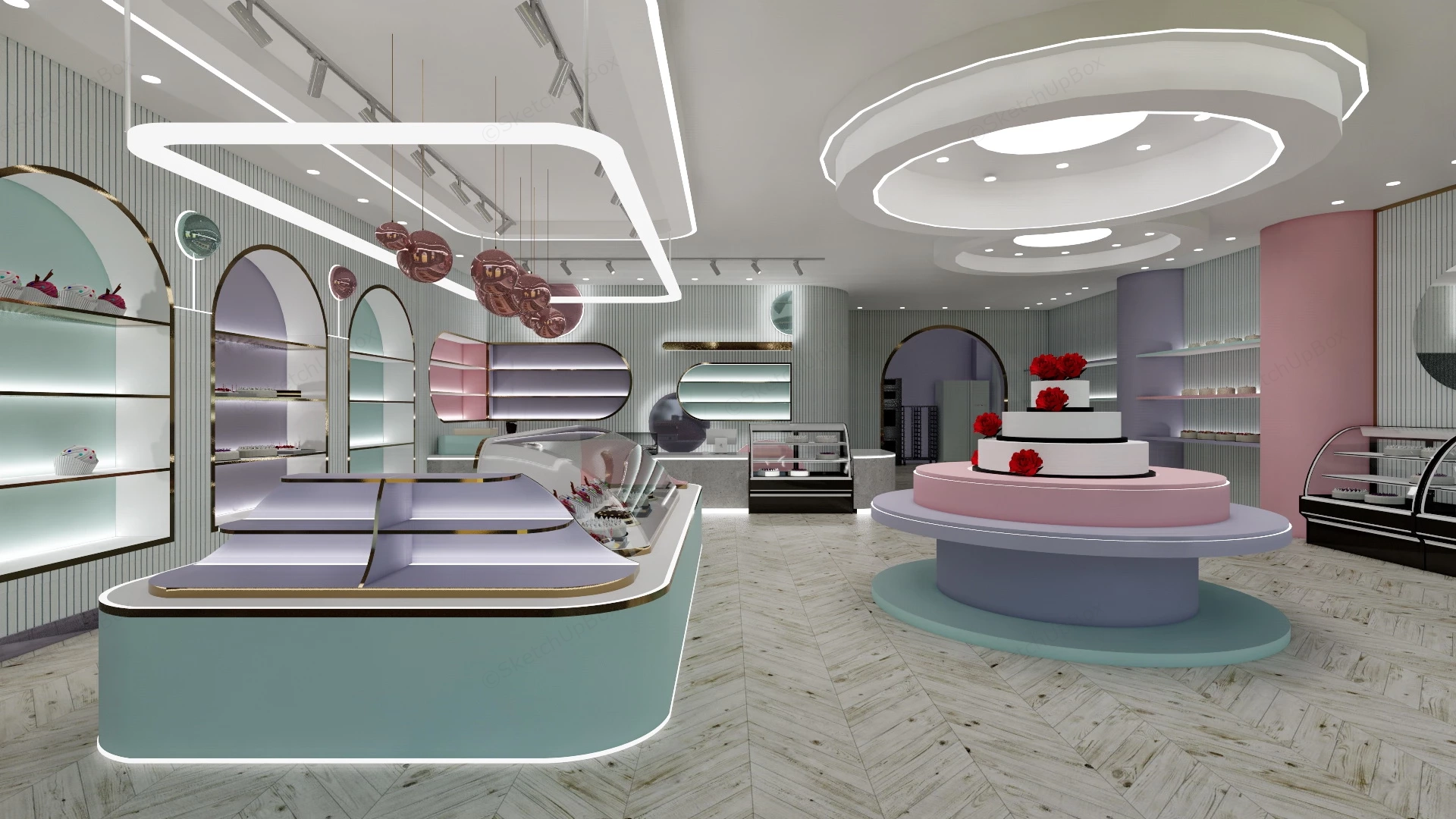 Large Bakery Shop Interior Design sketchup model preview - SketchupBox