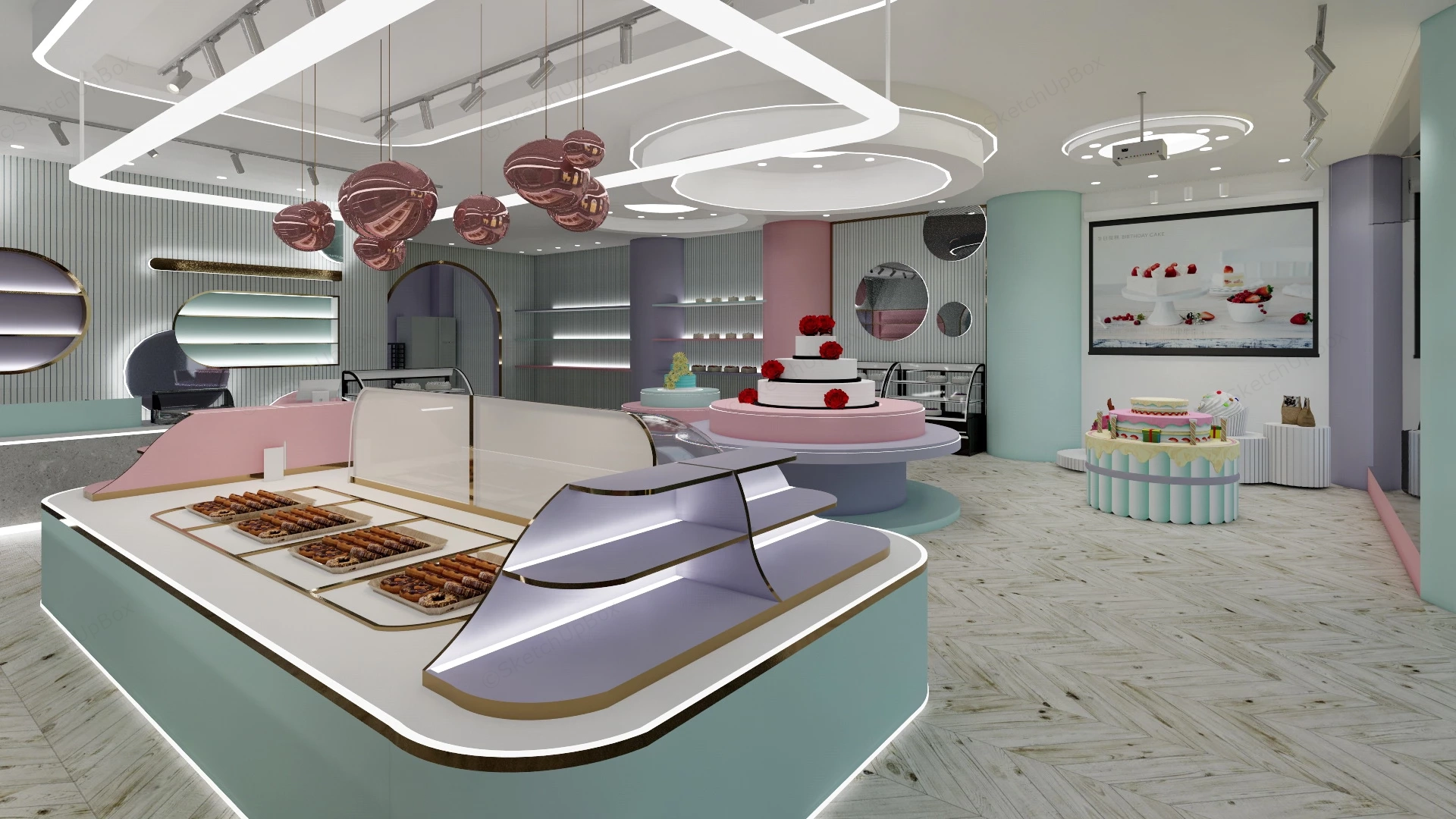 Large Bakery Shop Interior Design sketchup model preview - SketchupBox