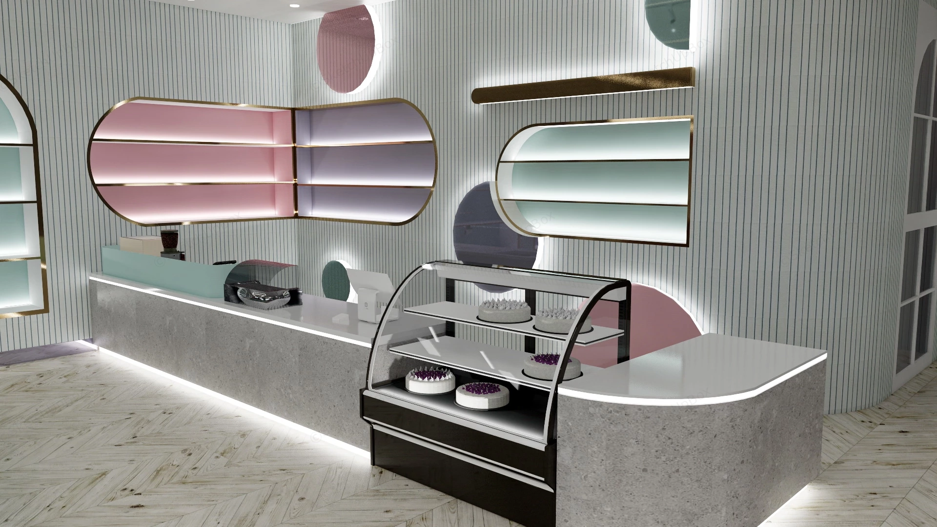Large Bakery Shop Interior Design sketchup model preview - SketchupBox