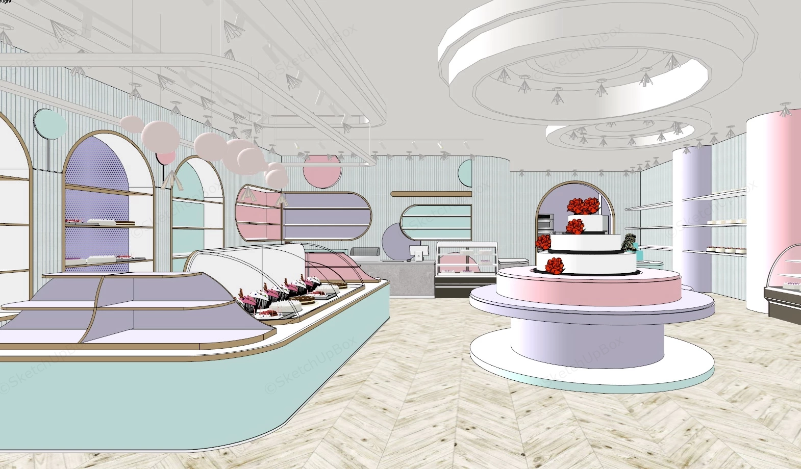Large Bakery Shop Interior Design sketchup model preview - SketchupBox
