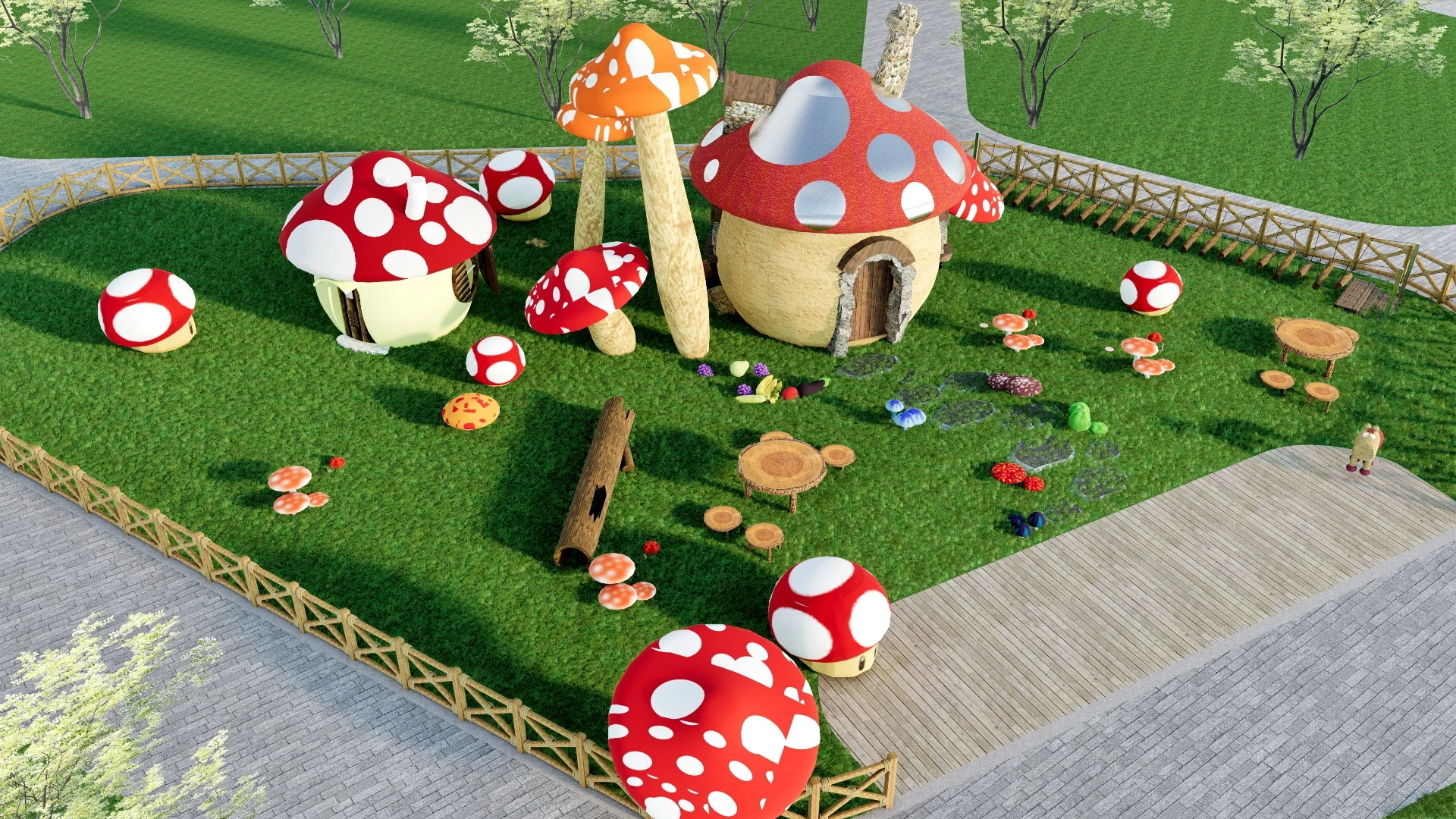 Fairy Tale Mushroom Playground sketchup model preview - SketchupBox