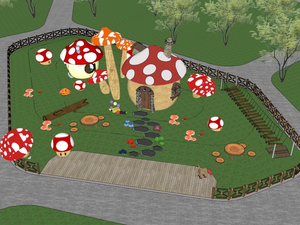 Fairy Tale Mushroom Playground sketchup model preview - SketchupBox