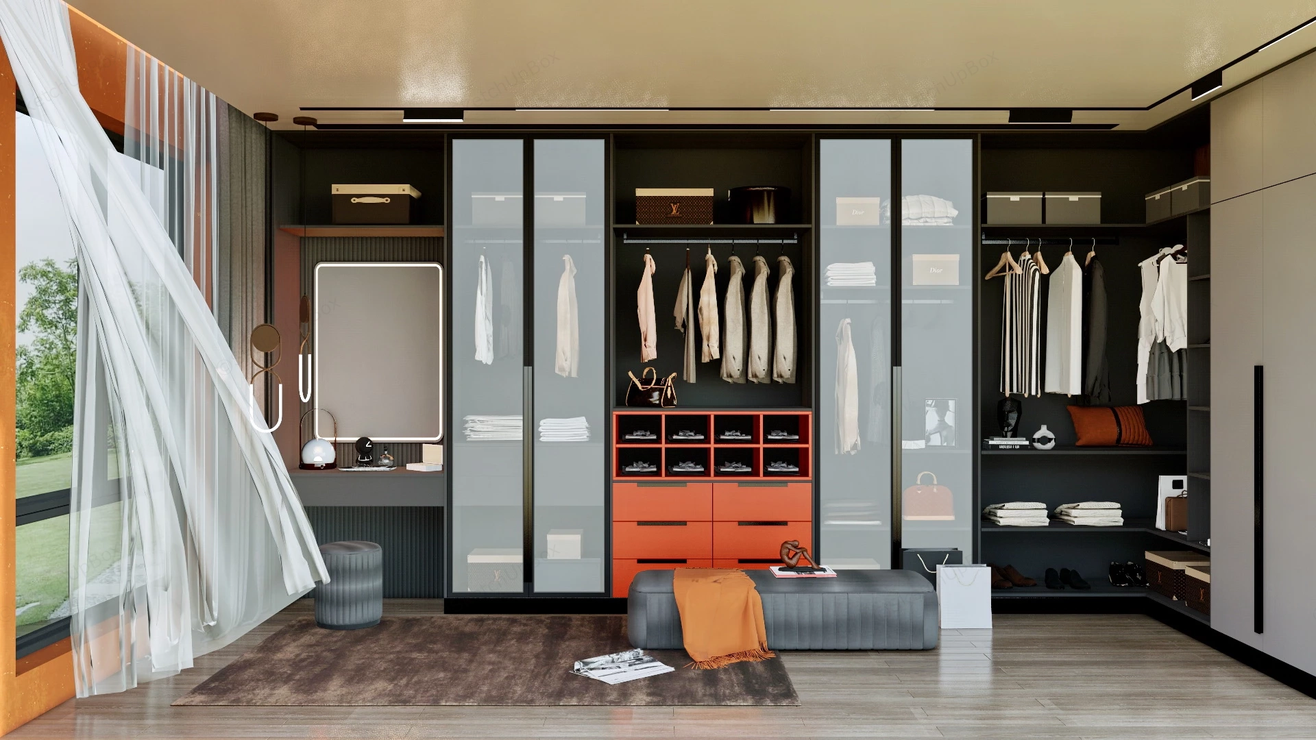 Modern Dressing Room Design sketchup model preview - SketchupBox