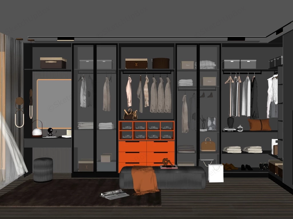 Modern Dressing Room Design sketchup model preview - SketchupBox
