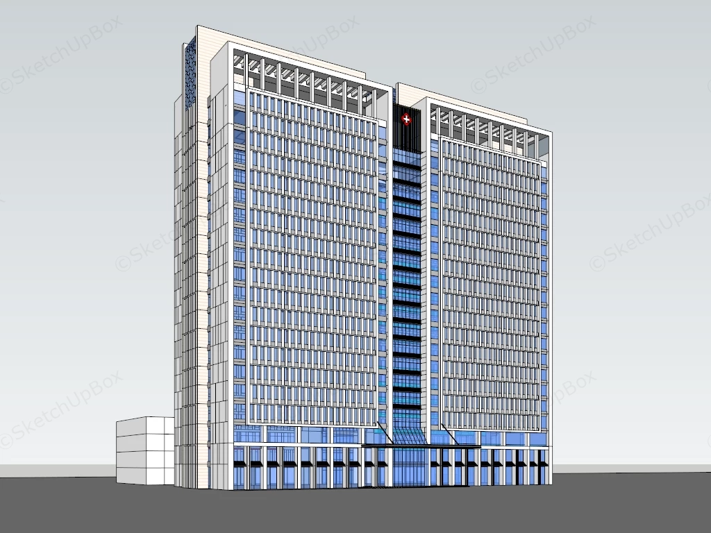 Modern Hospital Facade Design sketchup model preview - SketchupBox