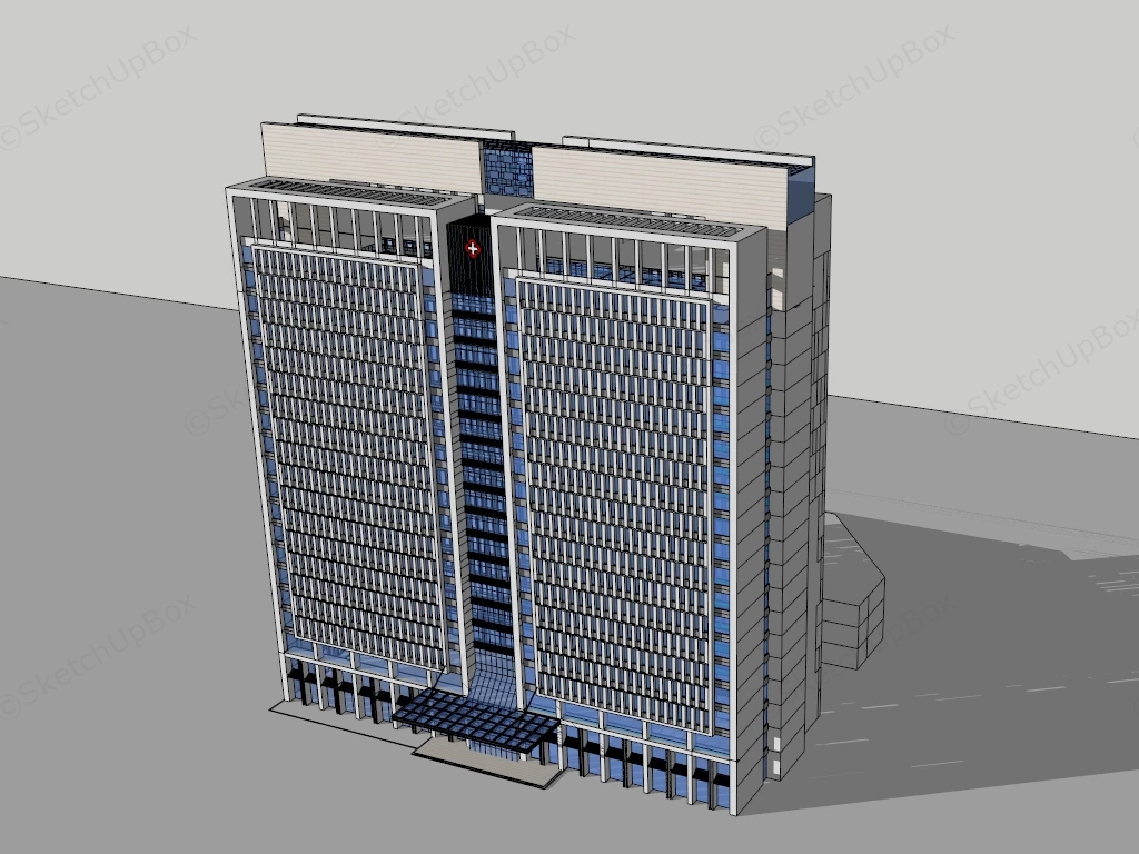 Modern Hospital Facade Design sketchup model preview - SketchupBox
