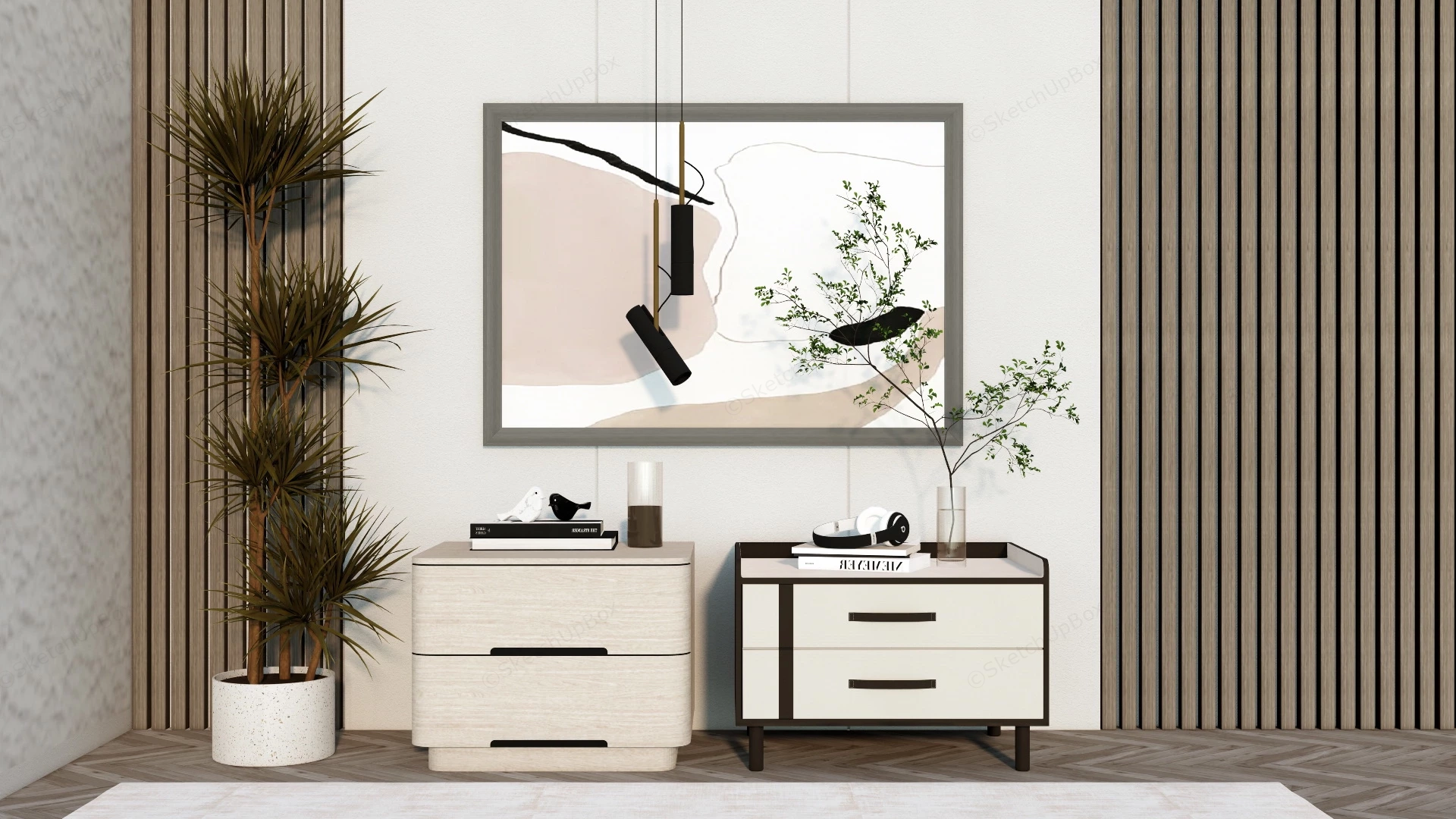 Modern Bedroom Nightstands sketchup model preview - SketchupBox