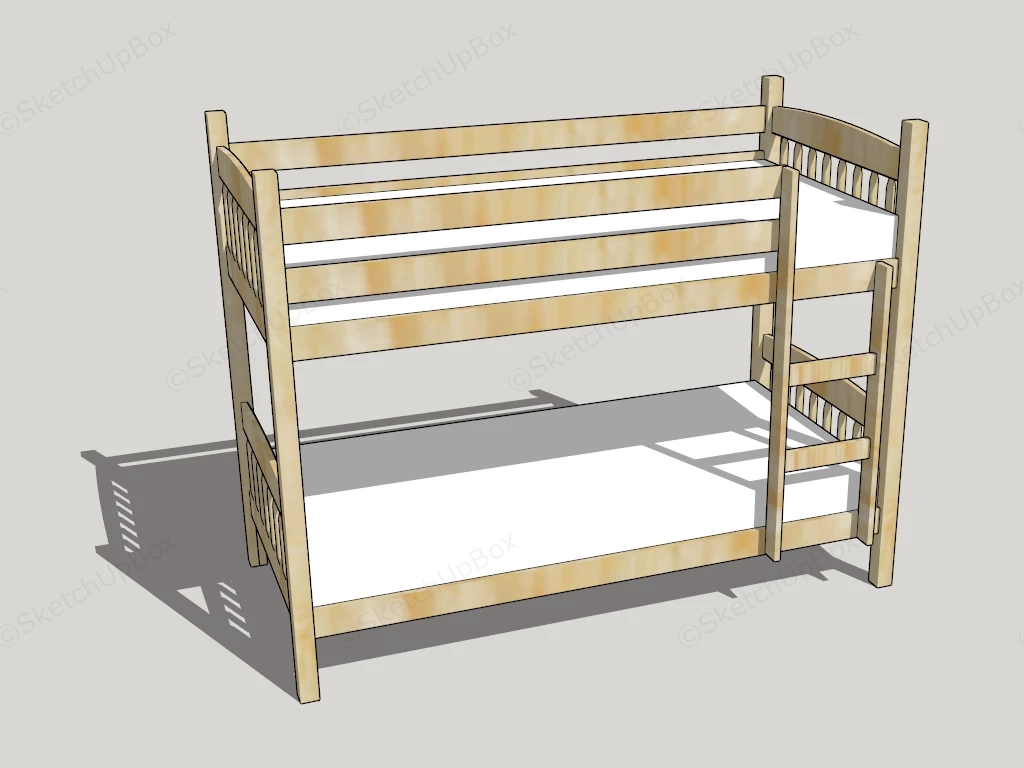 Natural Wood Bunk Bed sketchup model preview - SketchupBox