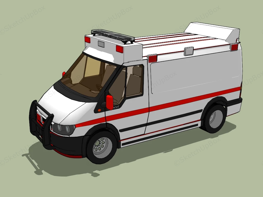Ford Transit Ambulance sketchup model preview - SketchupBox