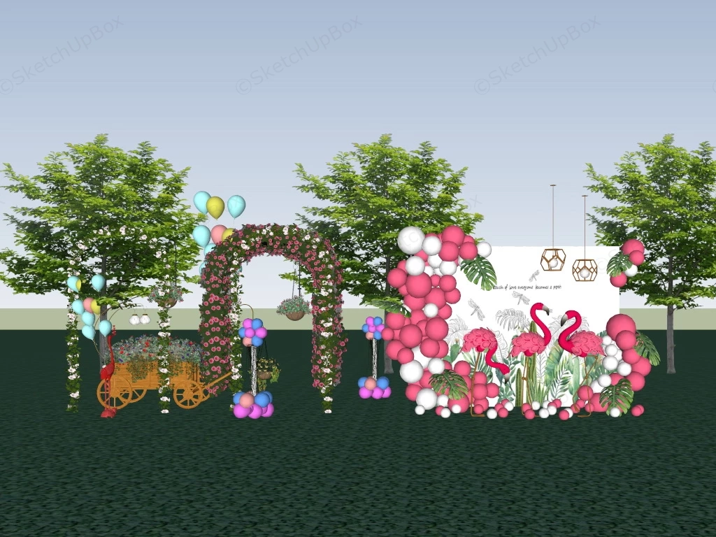 Flower And Balloon Wedding Installations sketchup model preview - SketchupBox