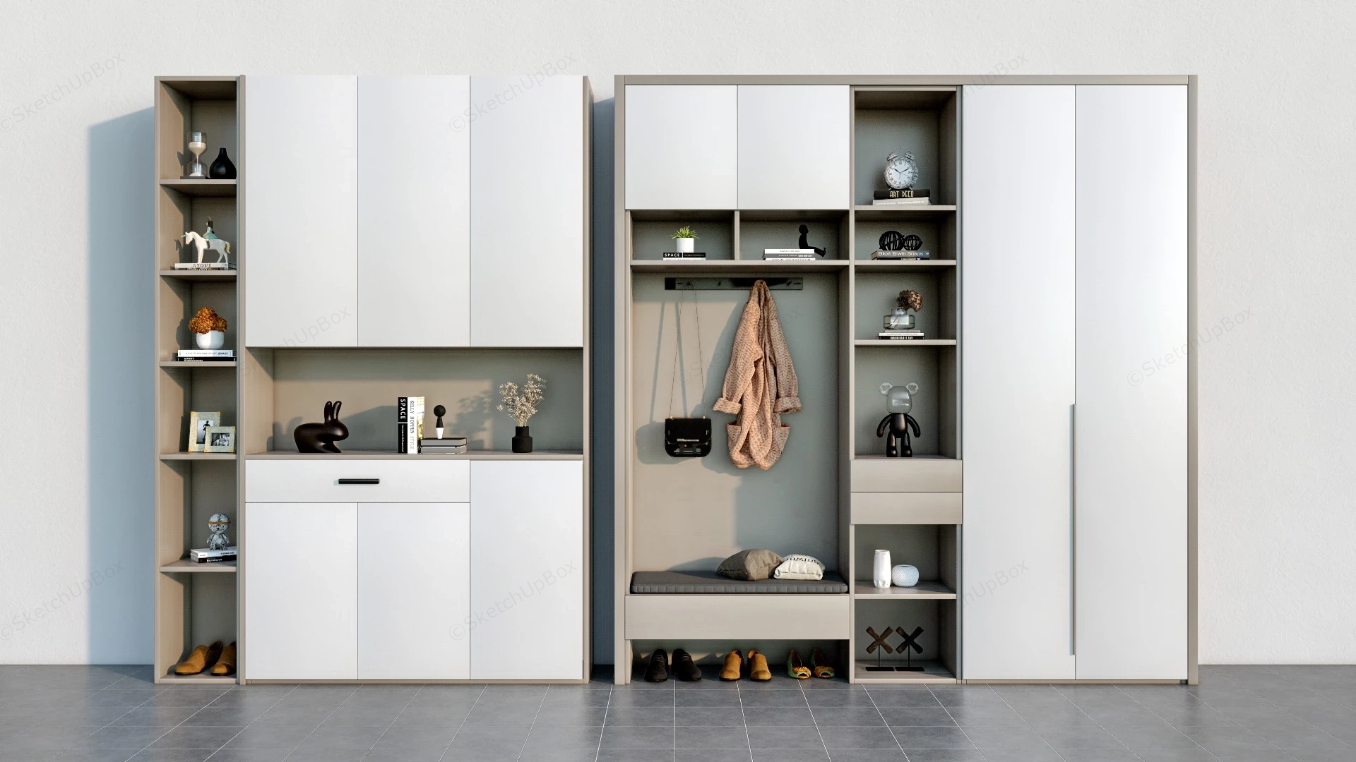 Entryway And Mudroom Storage Ideas sketchup model preview - SketchupBox