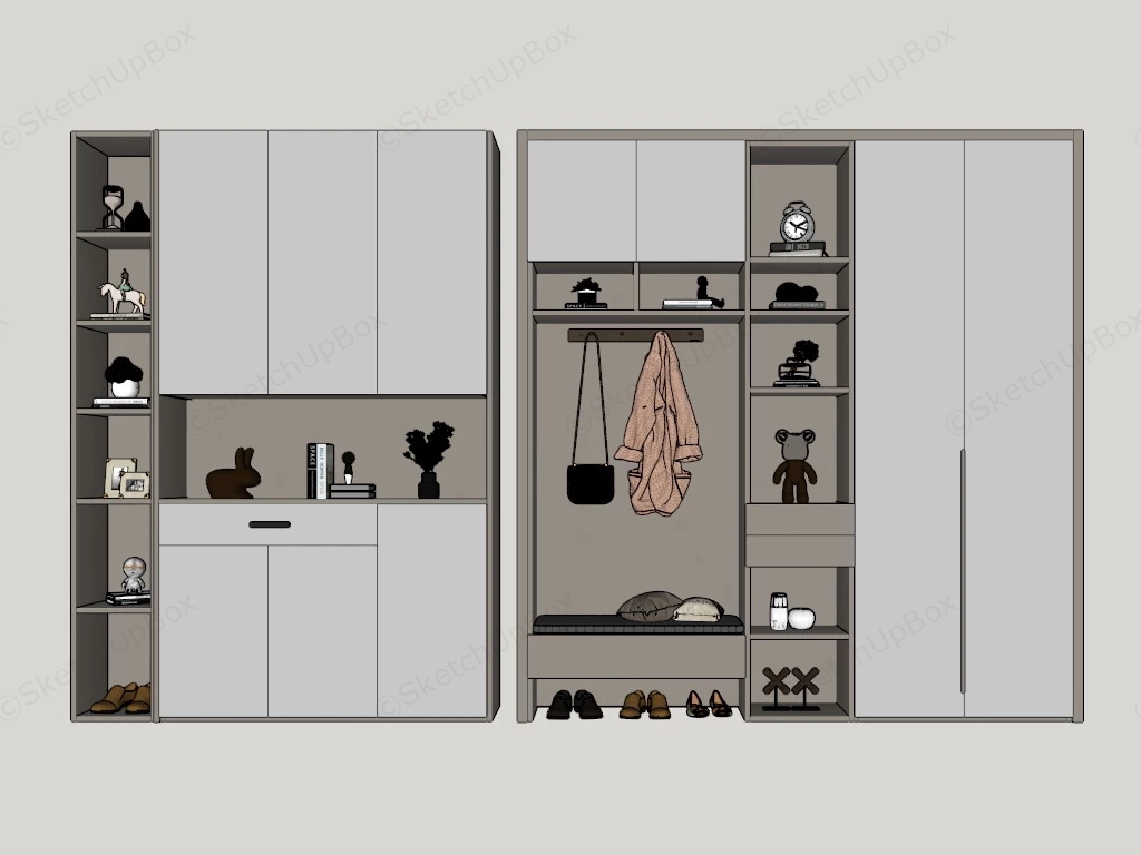 Entryway And Mudroom Storage Ideas sketchup model preview - SketchupBox