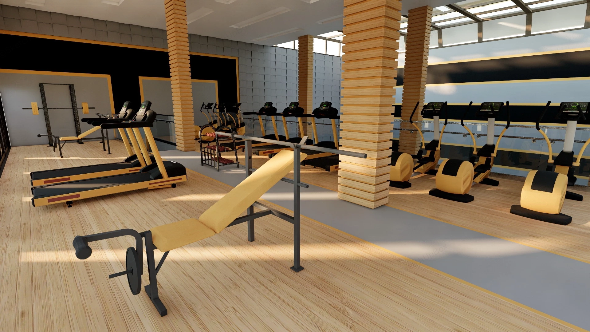 Hotel Gym & Pool sketchup model preview - SketchupBox