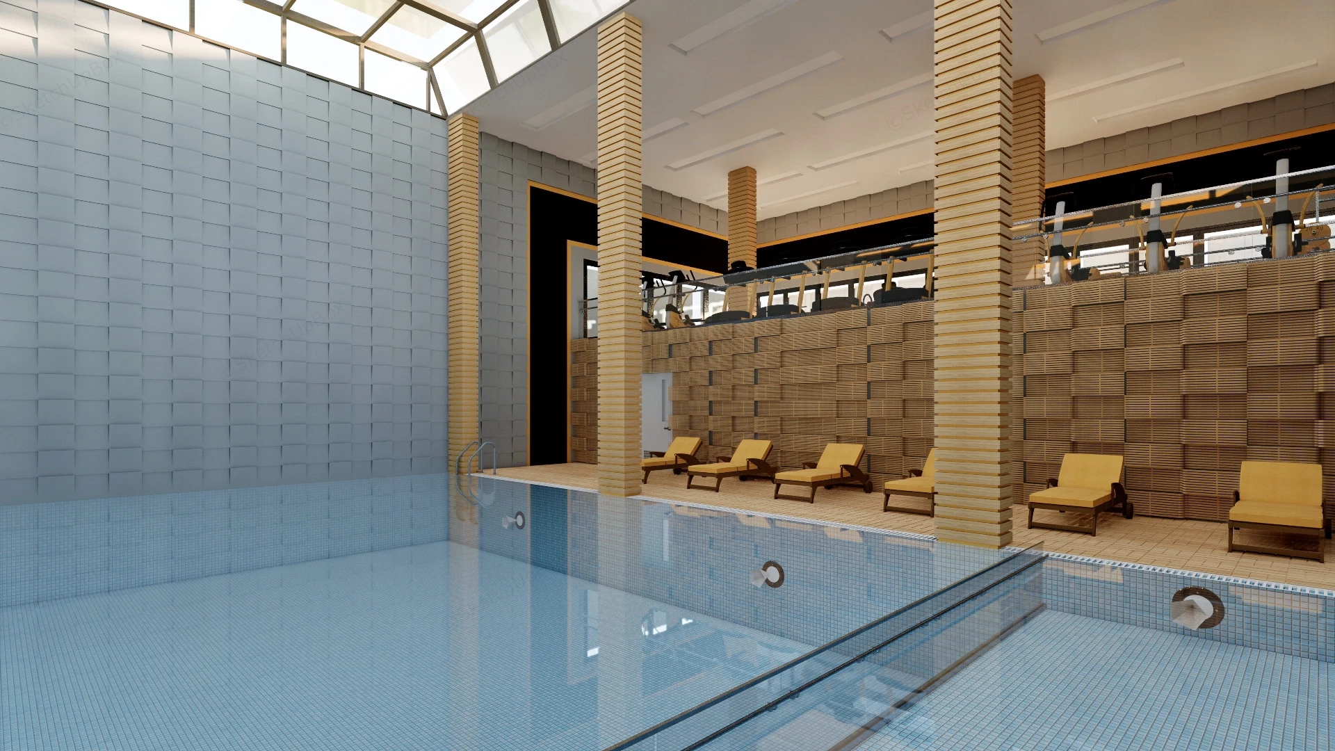 Hotel Gym & Pool sketchup model preview - SketchupBox