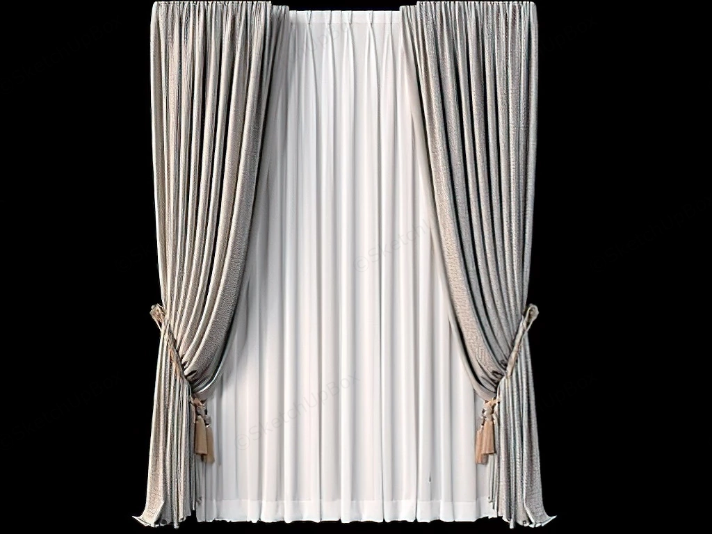 Drapery Curtains sketchup model preview - SketchupBox