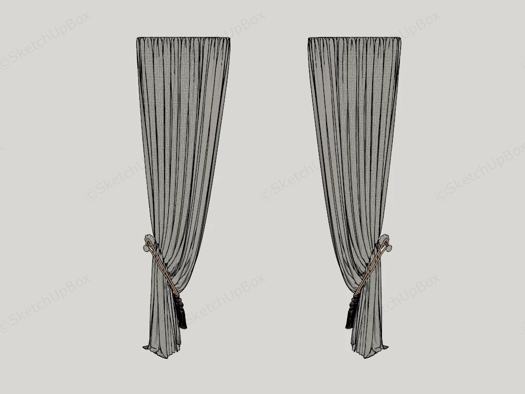 Drapery Curtains sketchup model preview - SketchupBox