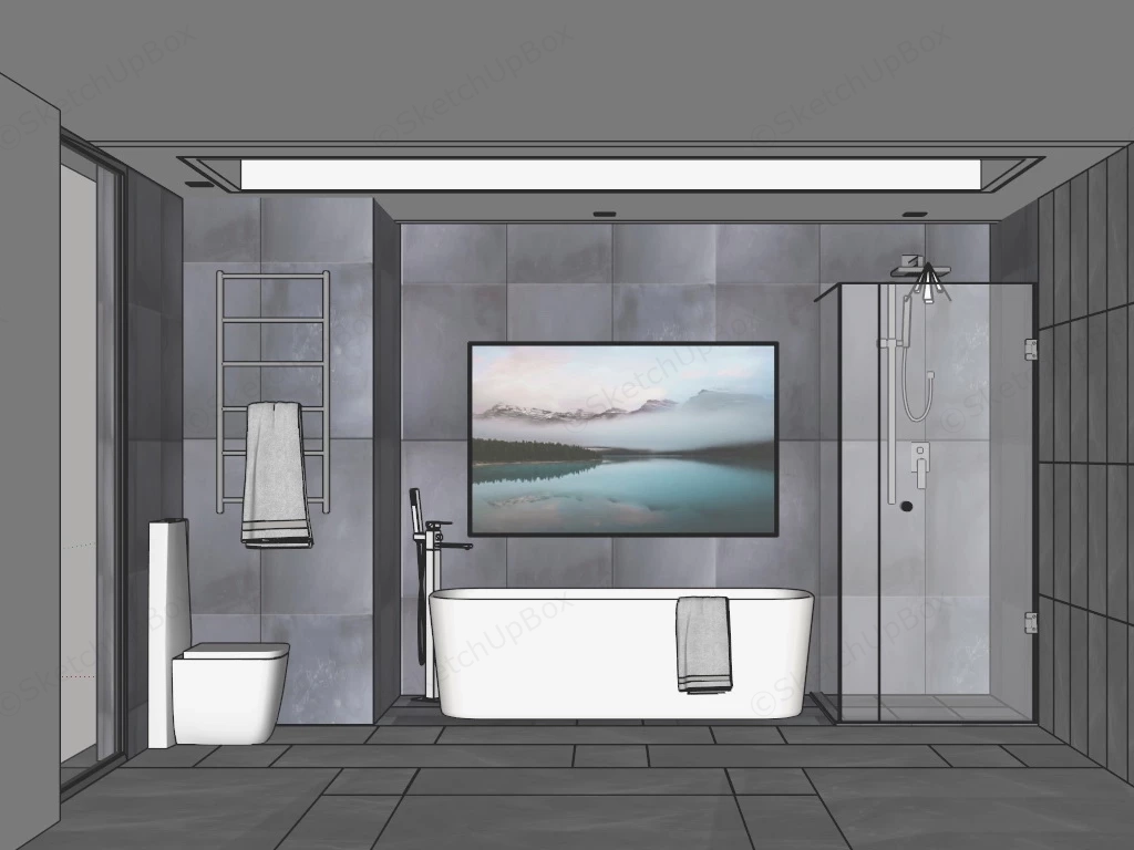 Modern Grey Bathroom Idea sketchup model preview - SketchupBox