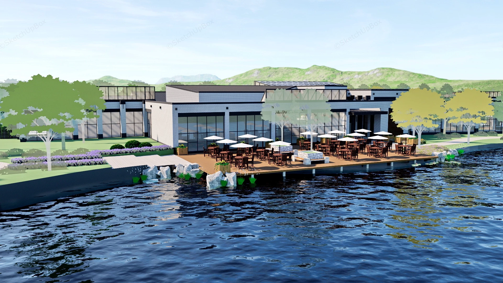 Chinese Beach Resort sketchup model preview - SketchupBox