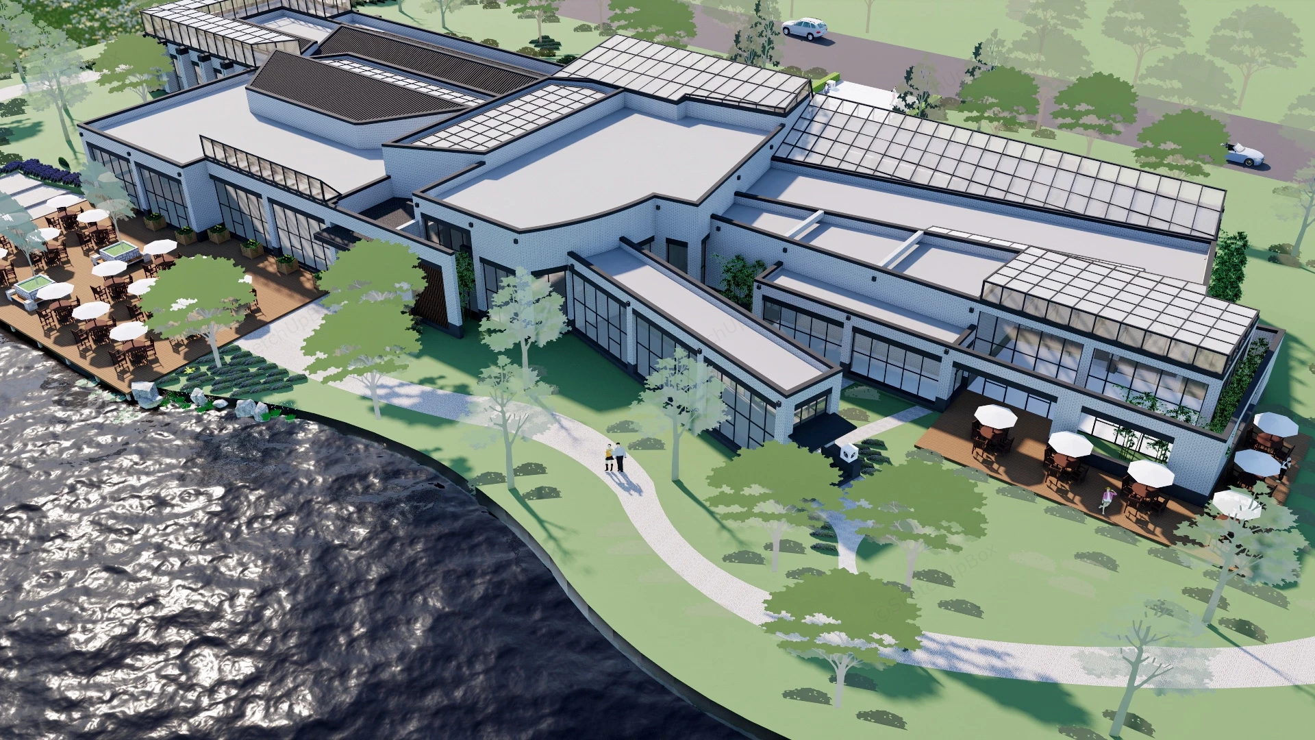 Chinese Beach Resort sketchup model preview - SketchupBox