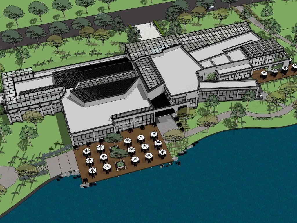 Chinese Beach Resort sketchup model preview - SketchupBox