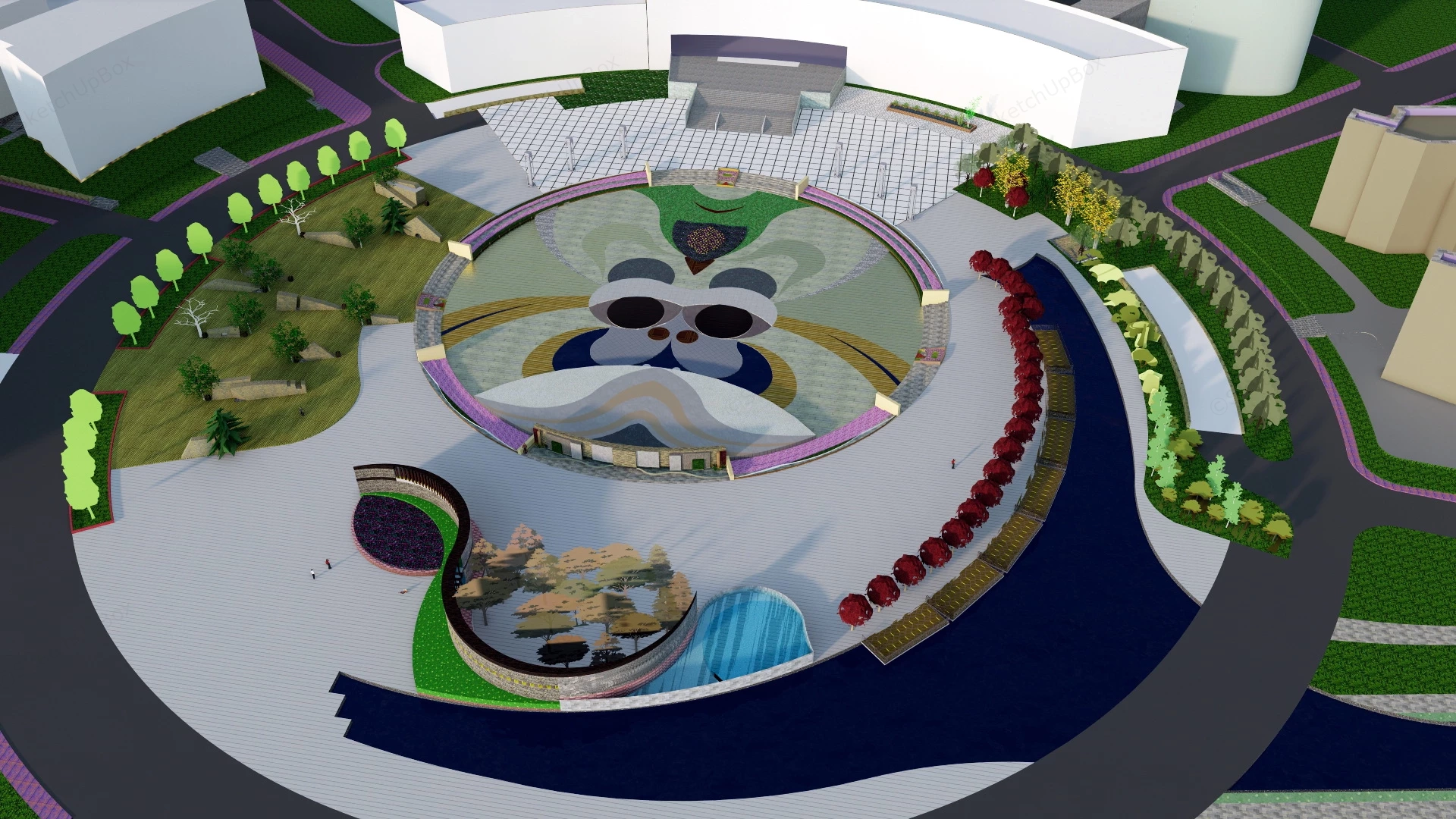 Circular Public Square sketchup model preview - SketchupBox
