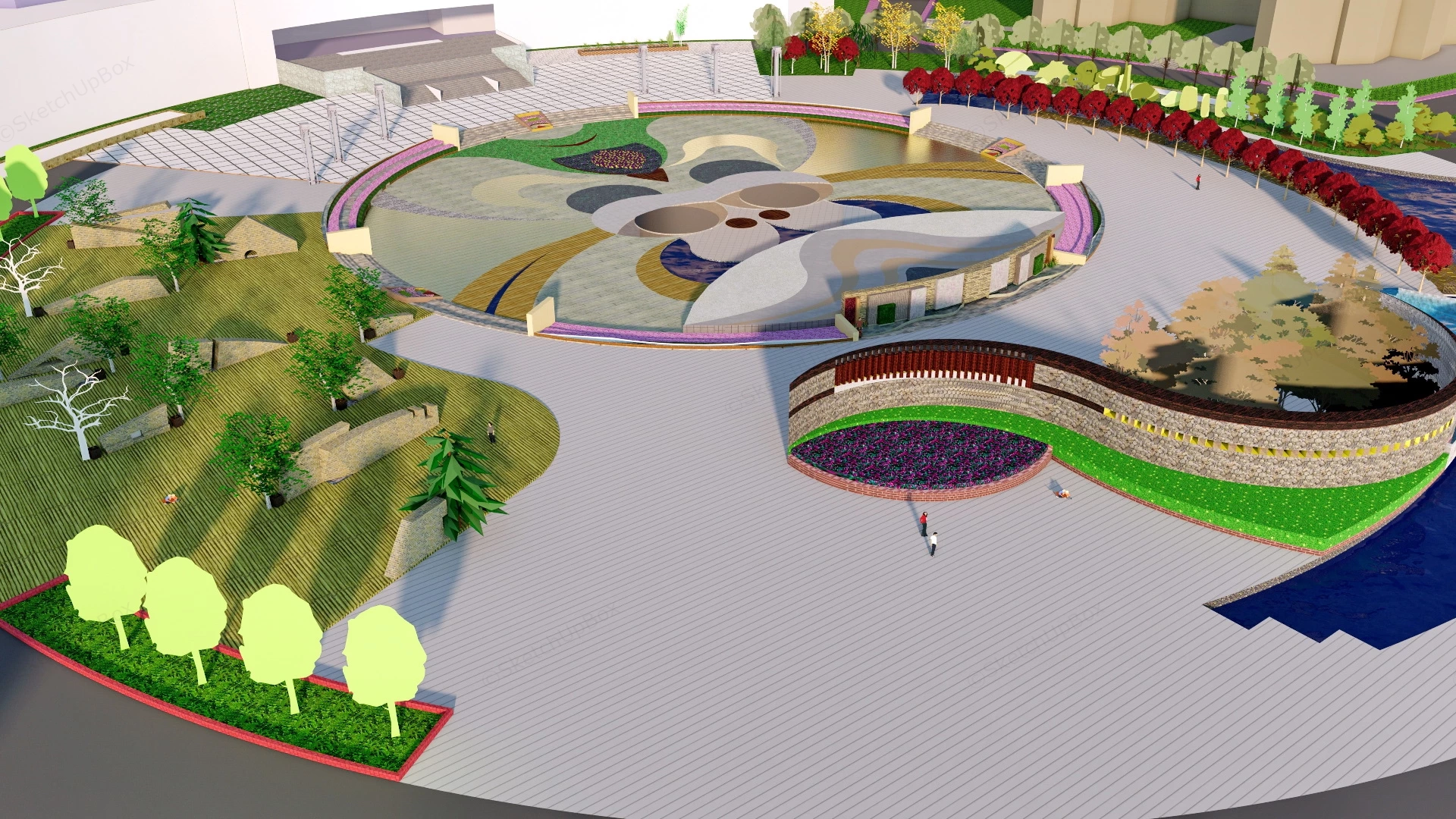 Circular Public Square sketchup model preview - SketchupBox