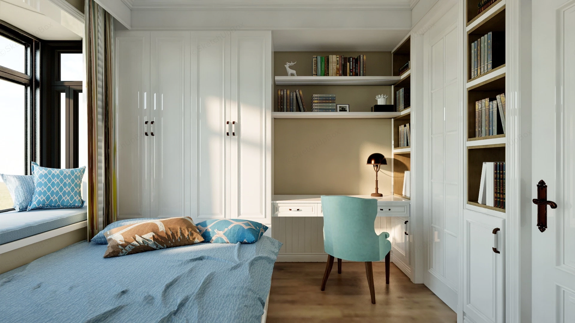 Small Bedroom Home Office Combo sketchup model preview - SketchupBox