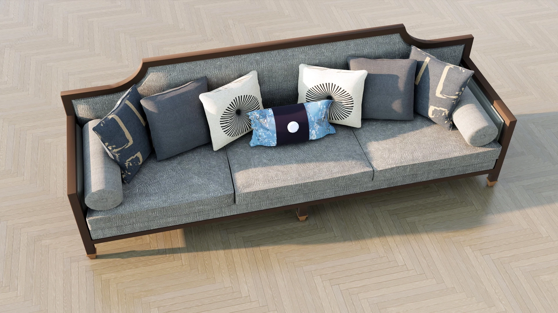 Asian Style Couch sketchup model preview - SketchupBox
