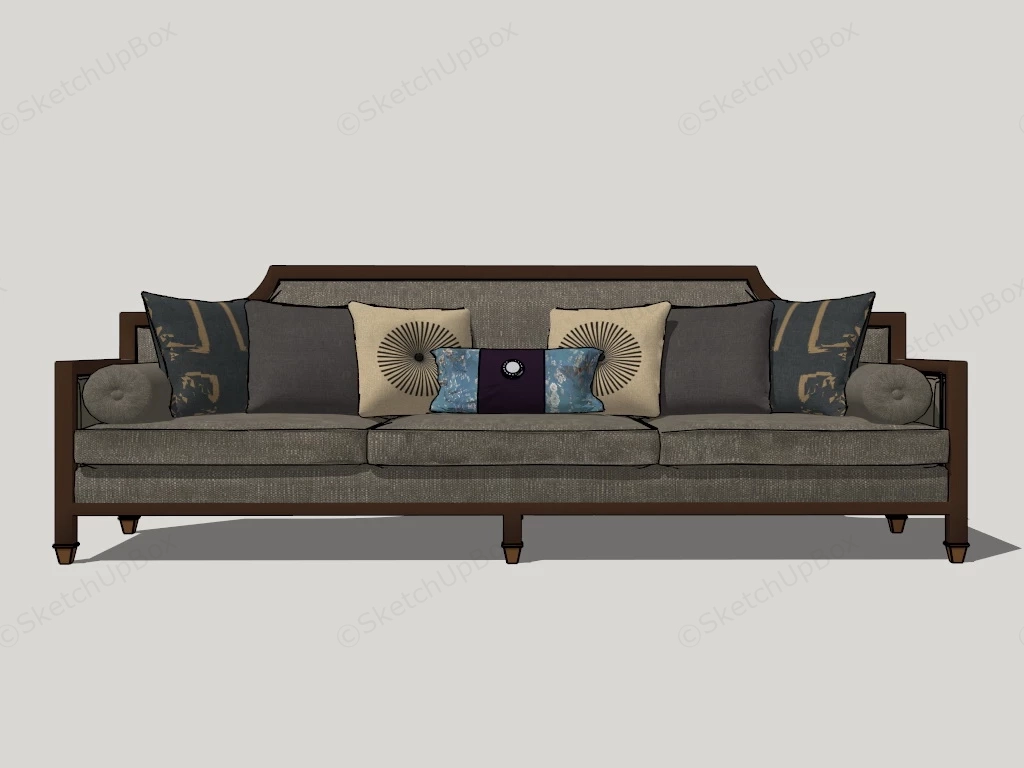 Asian Style Couch sketchup model preview - SketchupBox