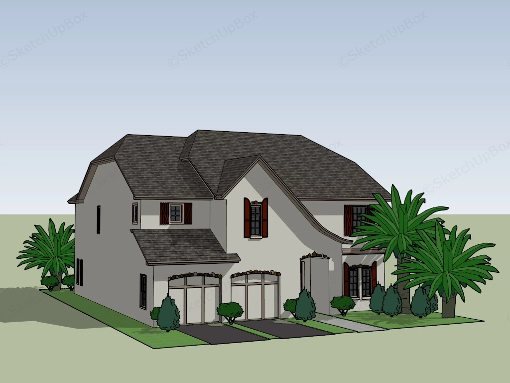 French Country House sketchup model preview - SketchupBox