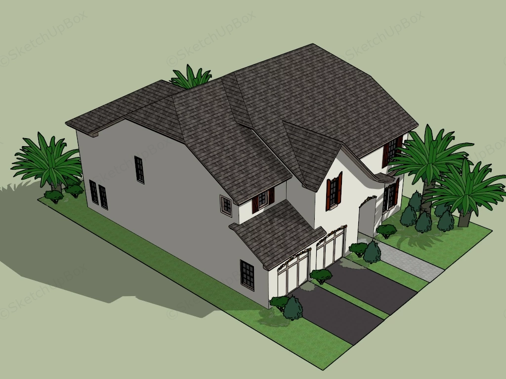 French Country House sketchup model preview - SketchupBox
