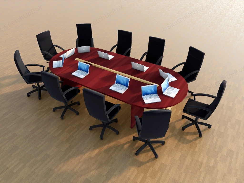 Oval Conference Table Set sketchup model preview - SketchupBox