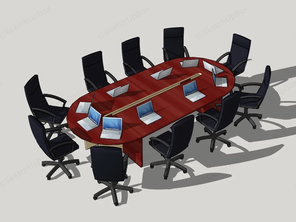 Oval Conference Table Set sketchup model preview - SketchupBox