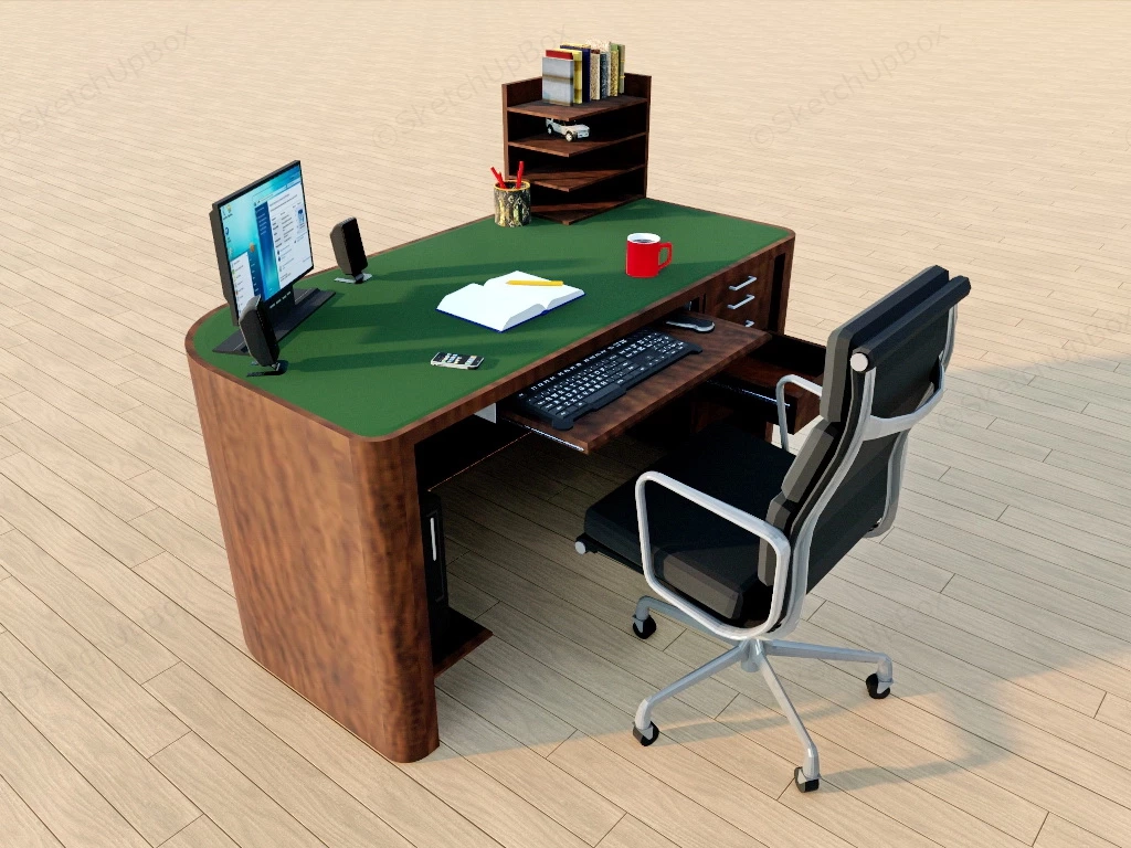 Retro Home Office Desk And Chair sketchup model preview - SketchupBox