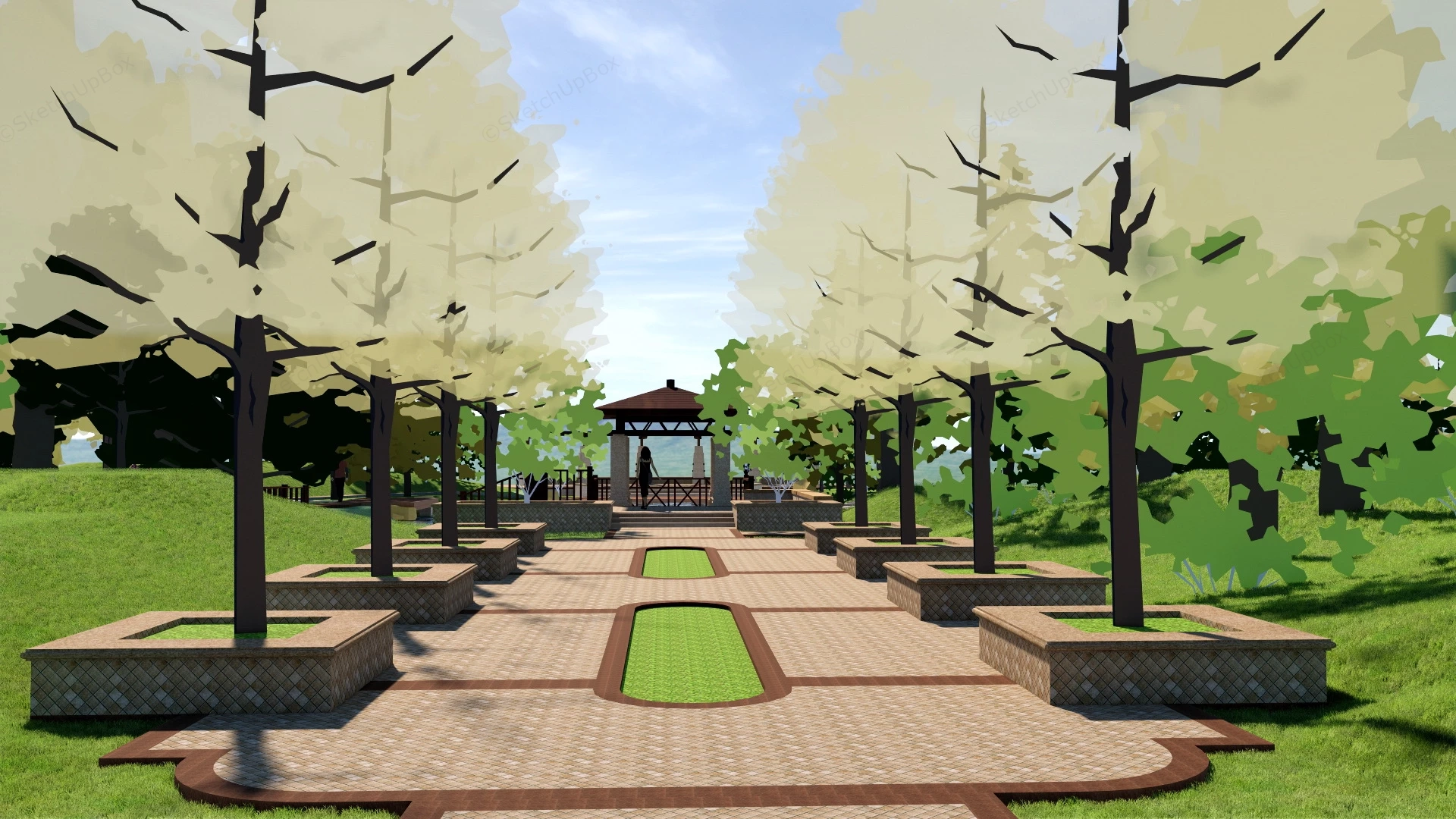 Lakeside Garden Landscaping sketchup model preview - SketchupBox