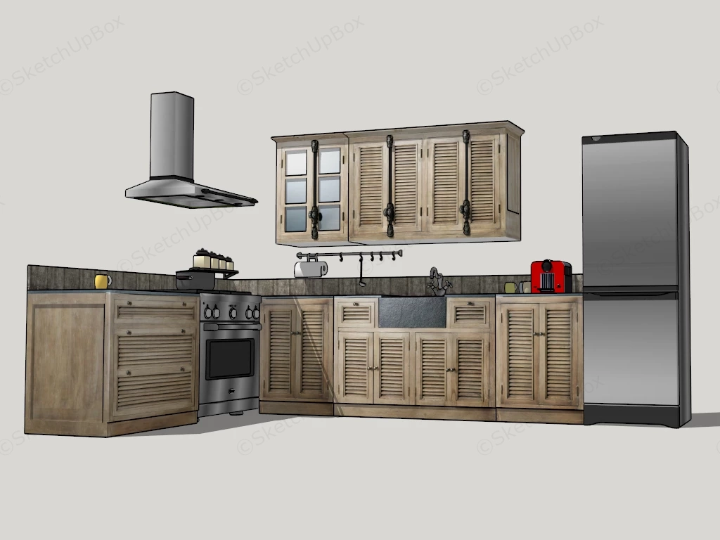 Country Style Kitchen sketchup model preview - SketchupBox