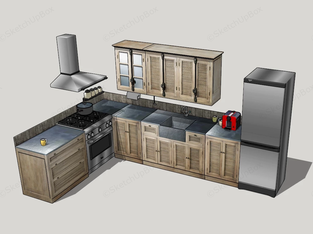 Country Style Kitchen sketchup model preview - SketchupBox