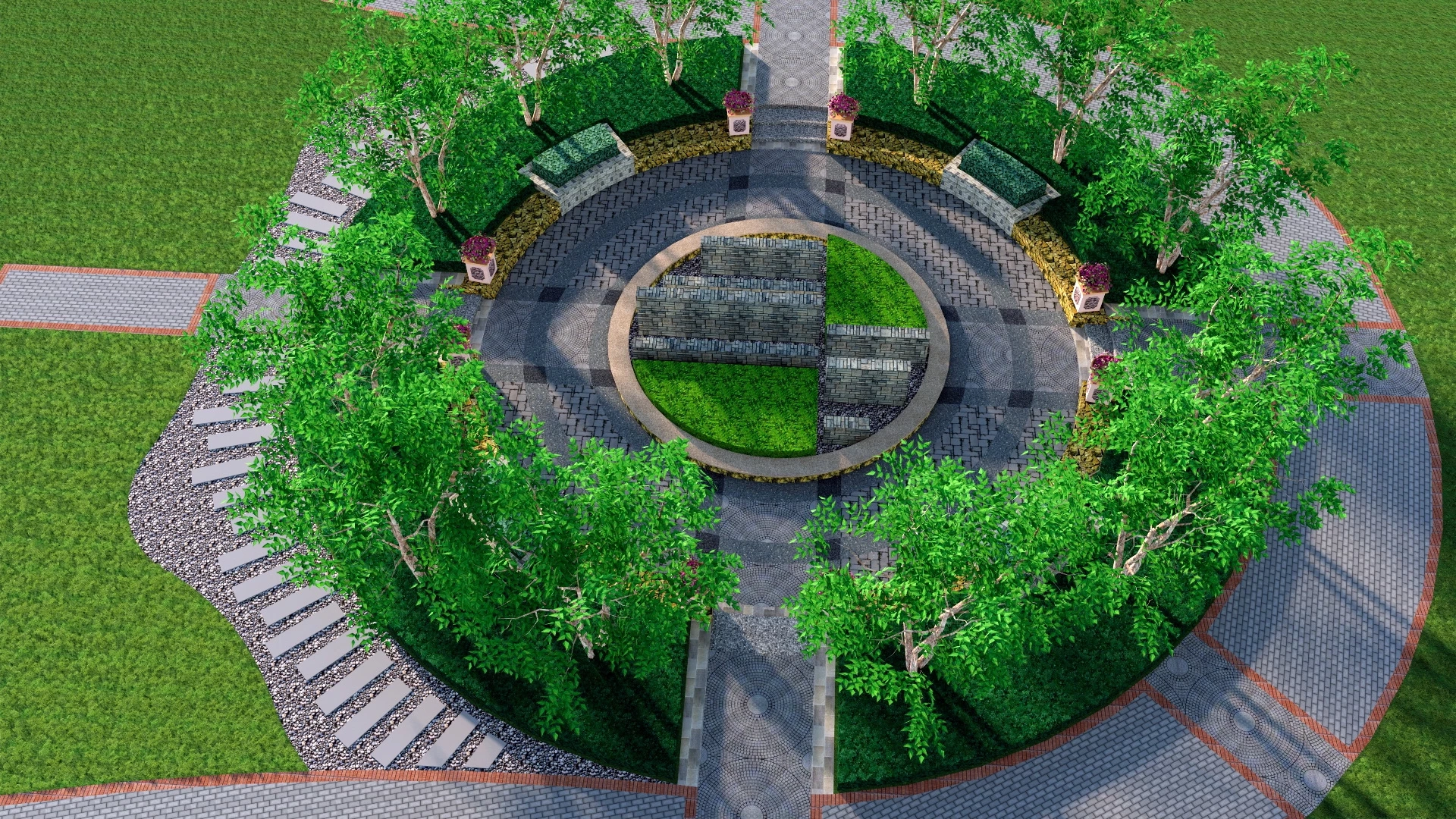 Circle Landscape Design sketchup model preview - SketchupBox