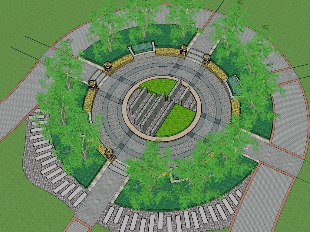 Circle Landscape Design sketchup model preview - SketchupBox