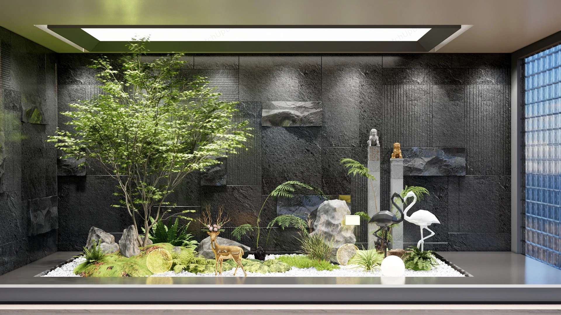 Beautiful Indoor Zen Garden sketchup model preview - SketchupBox