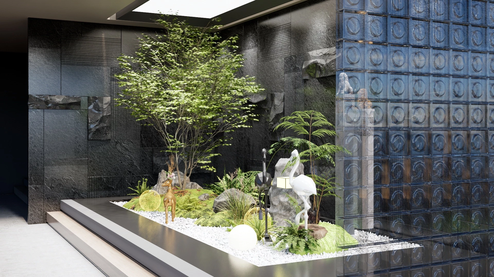 Beautiful Indoor Zen Garden sketchup model preview - SketchupBox