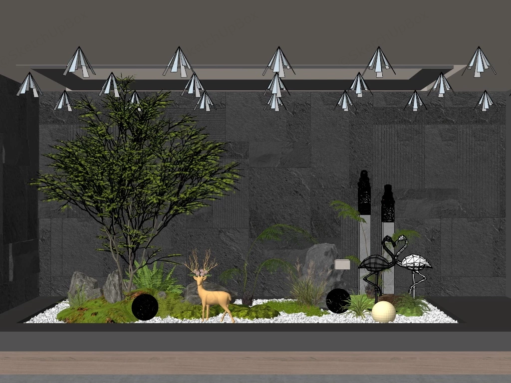 Beautiful Indoor Zen Garden sketchup model preview - SketchupBox