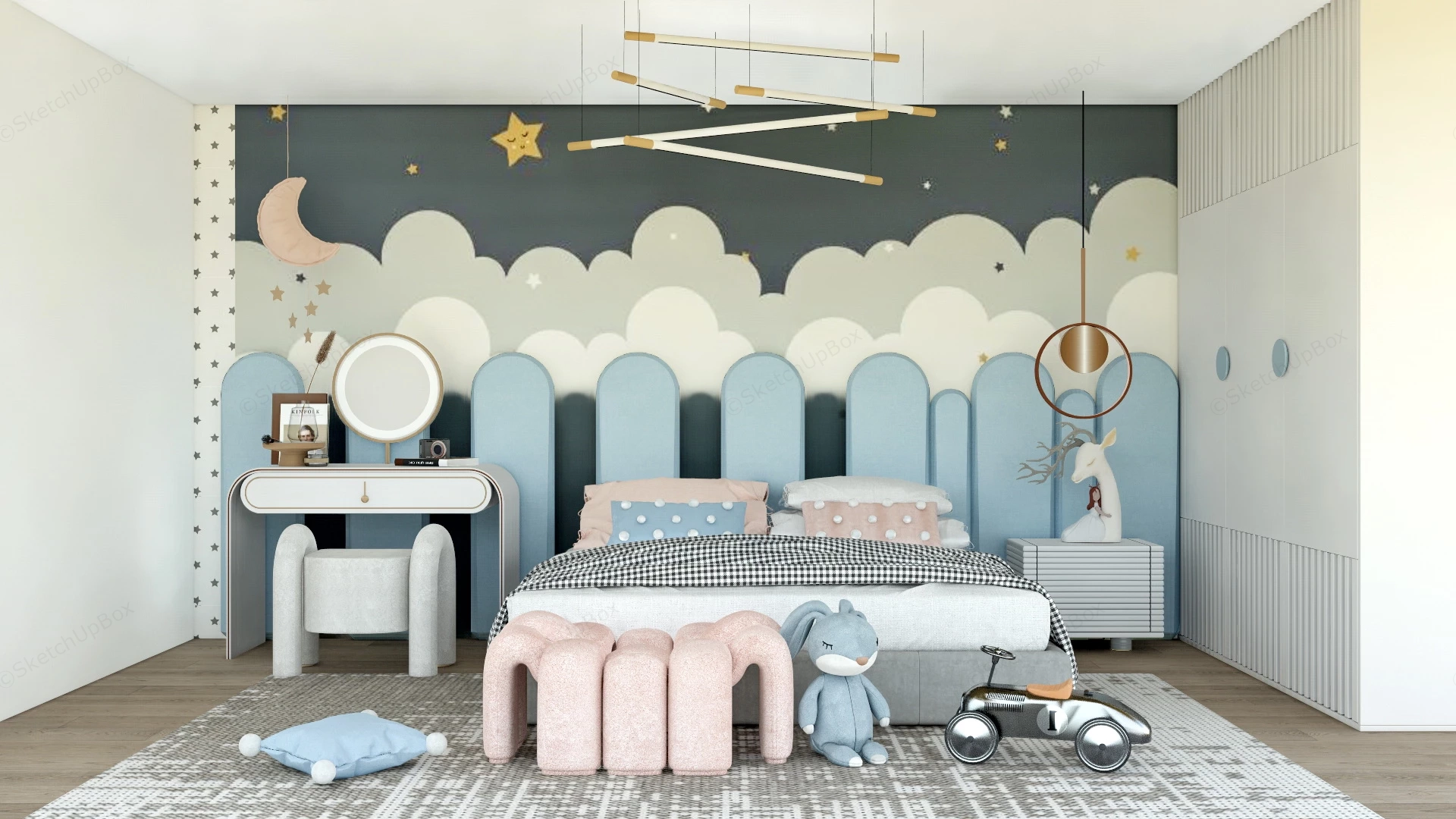 Cute Girls Room Design sketchup model preview - SketchupBox